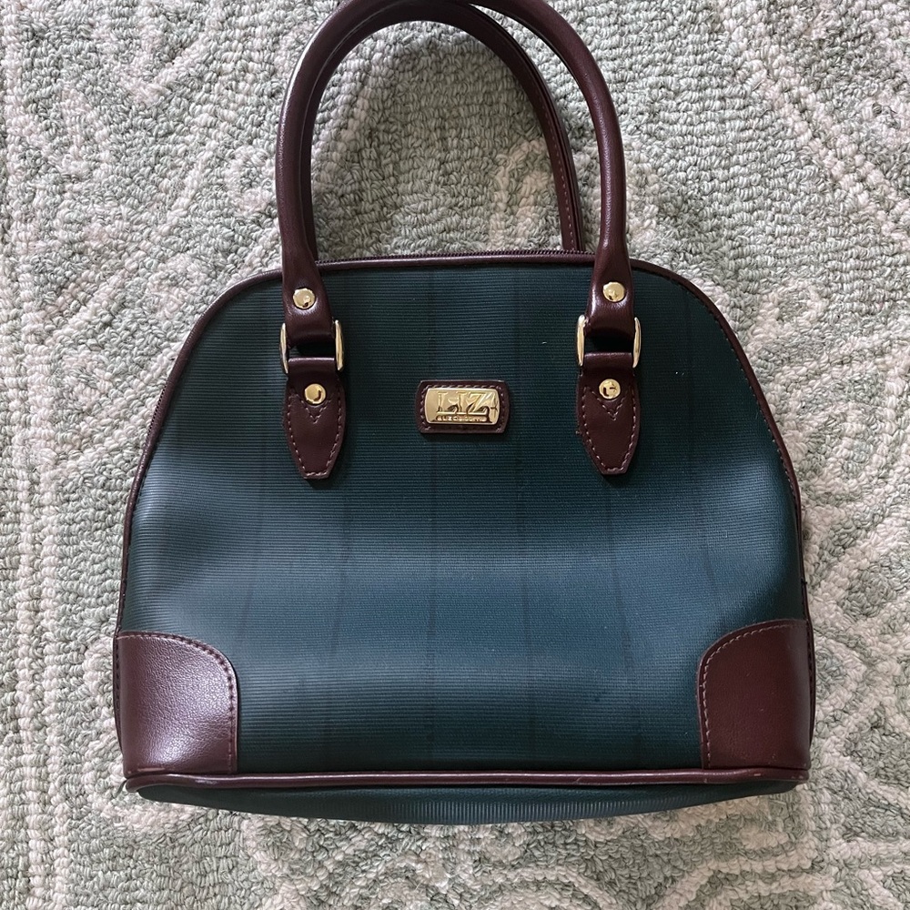 Liz Claiborne Green and Brown Satchel with Dome Shape